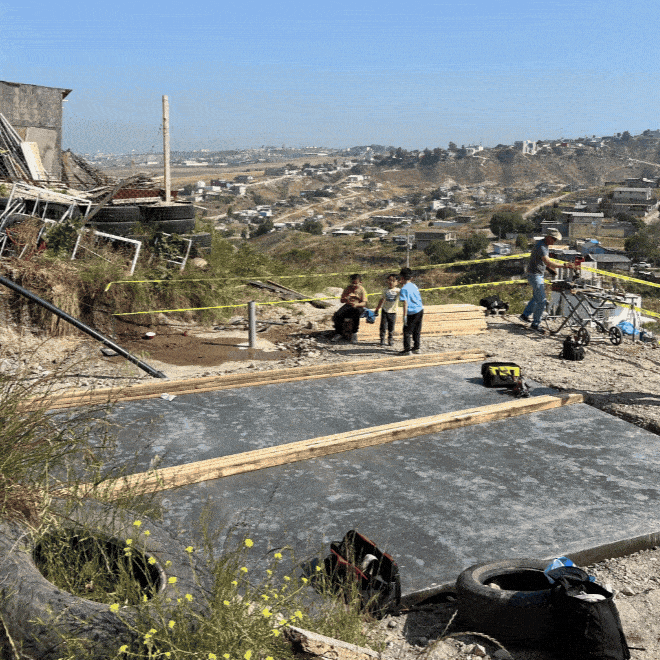 Volunteers building a home in Tijuana, Mexico