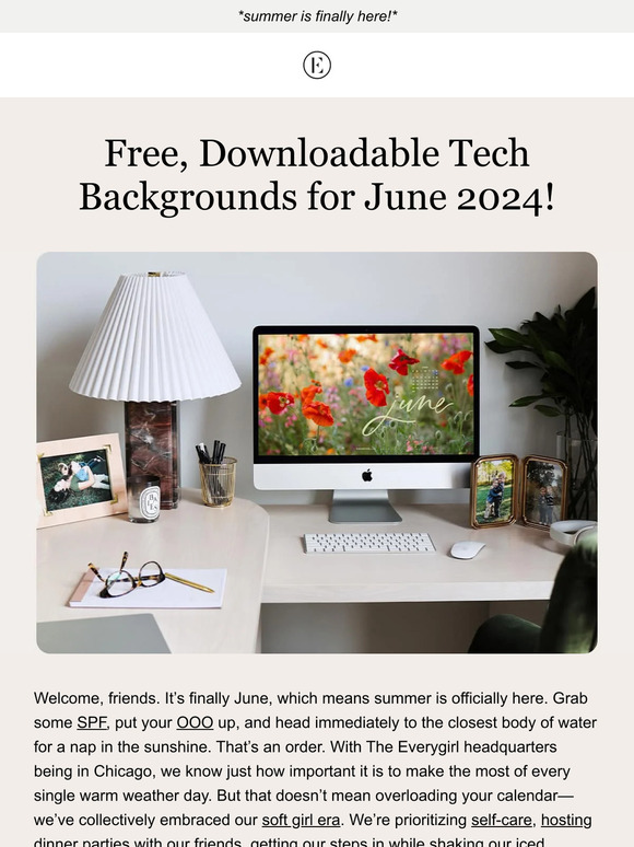 The Everygirl Free, Downloadable Tech Backgrounds for June 2024! 💌