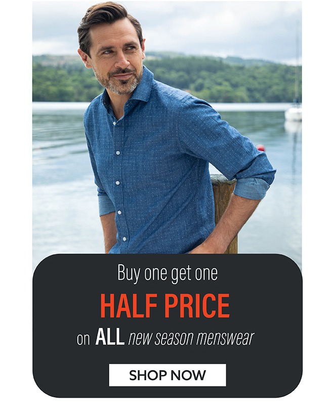 Menswear Offer | Buy One Get One Half Price