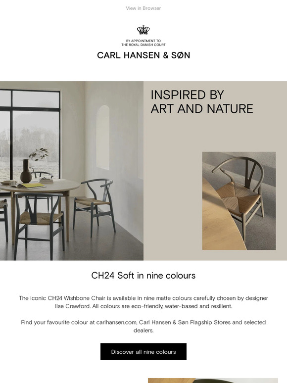 Rediscover the CH24 Wishbone Chair in beautiful colours by Ilse Crawford