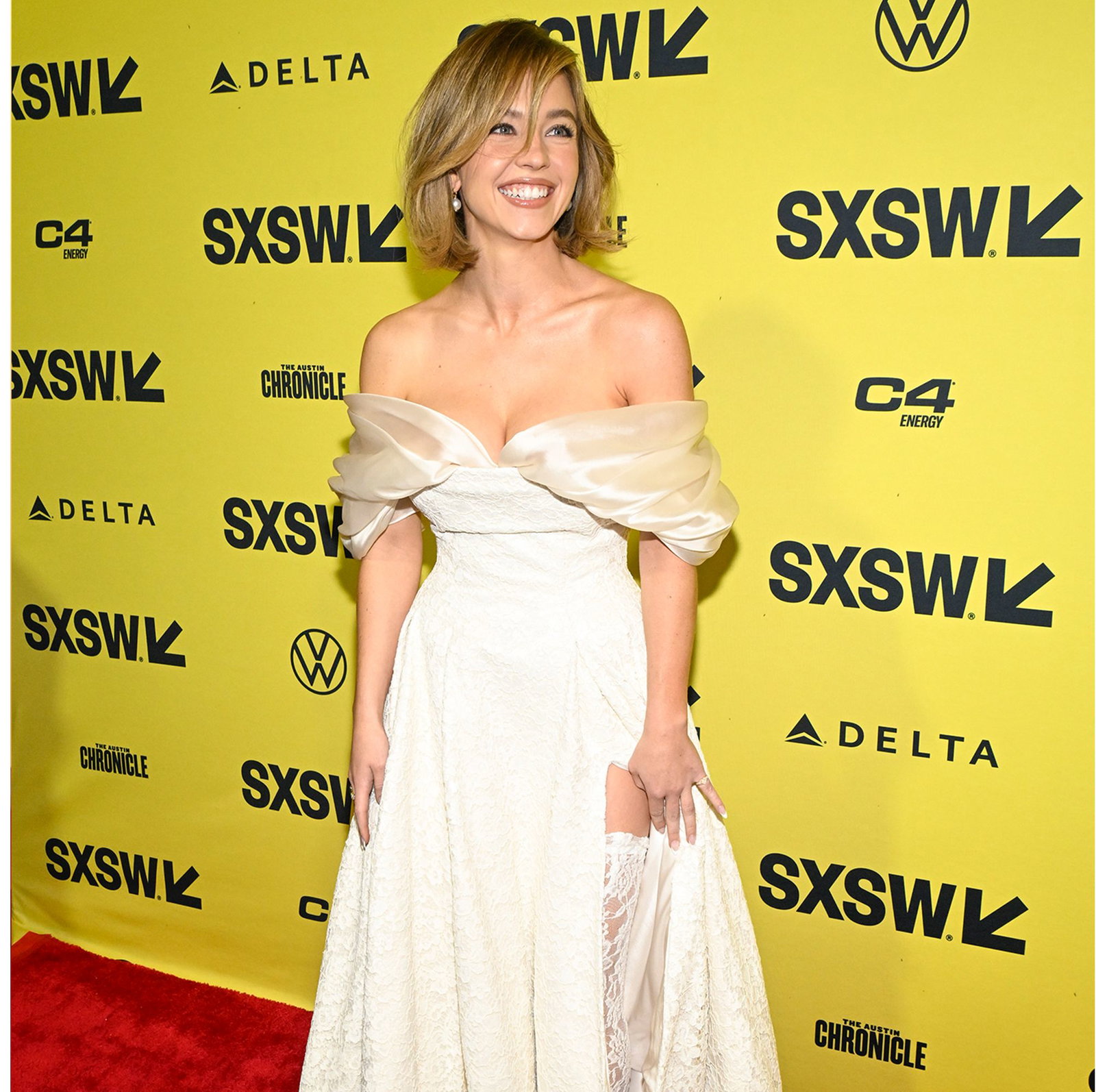 Sydney Sweeney Exudes Bridal Energy in Two Silky Ivory Gowns