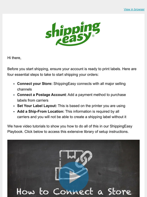 Finish setting up your ShippingEasy account today!