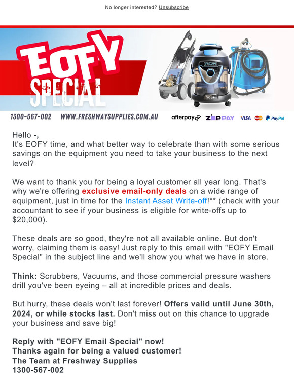 GET YOUR EOFY INSTANT ASSET WRITE-OFFS WITH US!