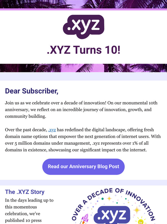 It’s .XYZ’s 10th Anniversary!