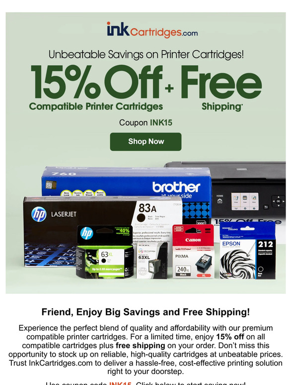 Inkcartridges.com: Ink Sale: Get 15% Off Now! | Milled