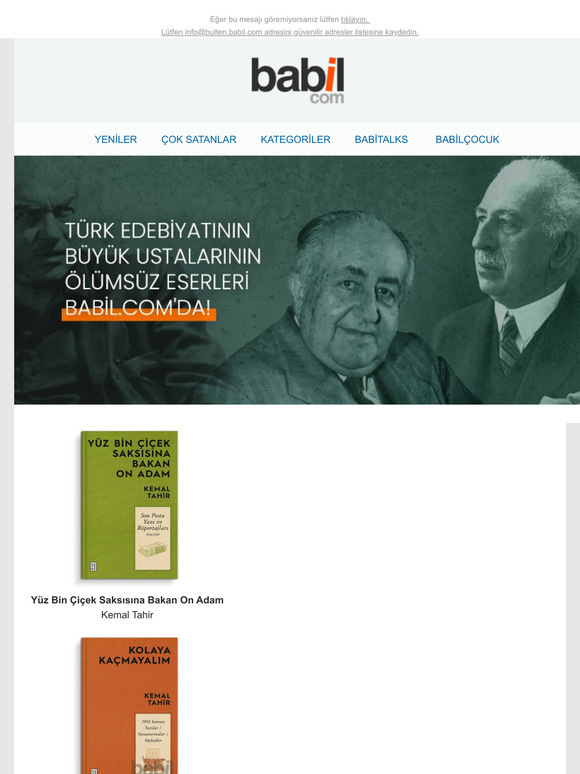 Türk Edebiyatının büyük ustalarının ölümsüz eserleri Babil.com'da!