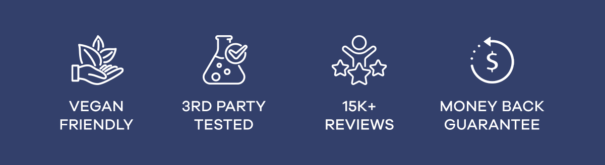 VEGAN FRIENDLY | 3RD PARTY TESTED | 15K+ REVIEWS | MONEY BACK GUARANTEE