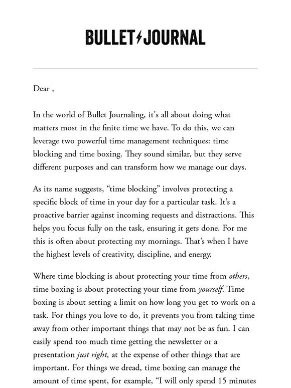 Boxing Journal Time Bullet Journal: The Power of Time Management: Time Blocking vs. Time ...