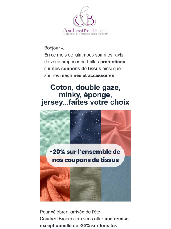 En juin, des promotions parfaites pour vos projets couture d'été !