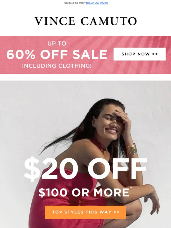 Happening Now: $20 OFF $100+