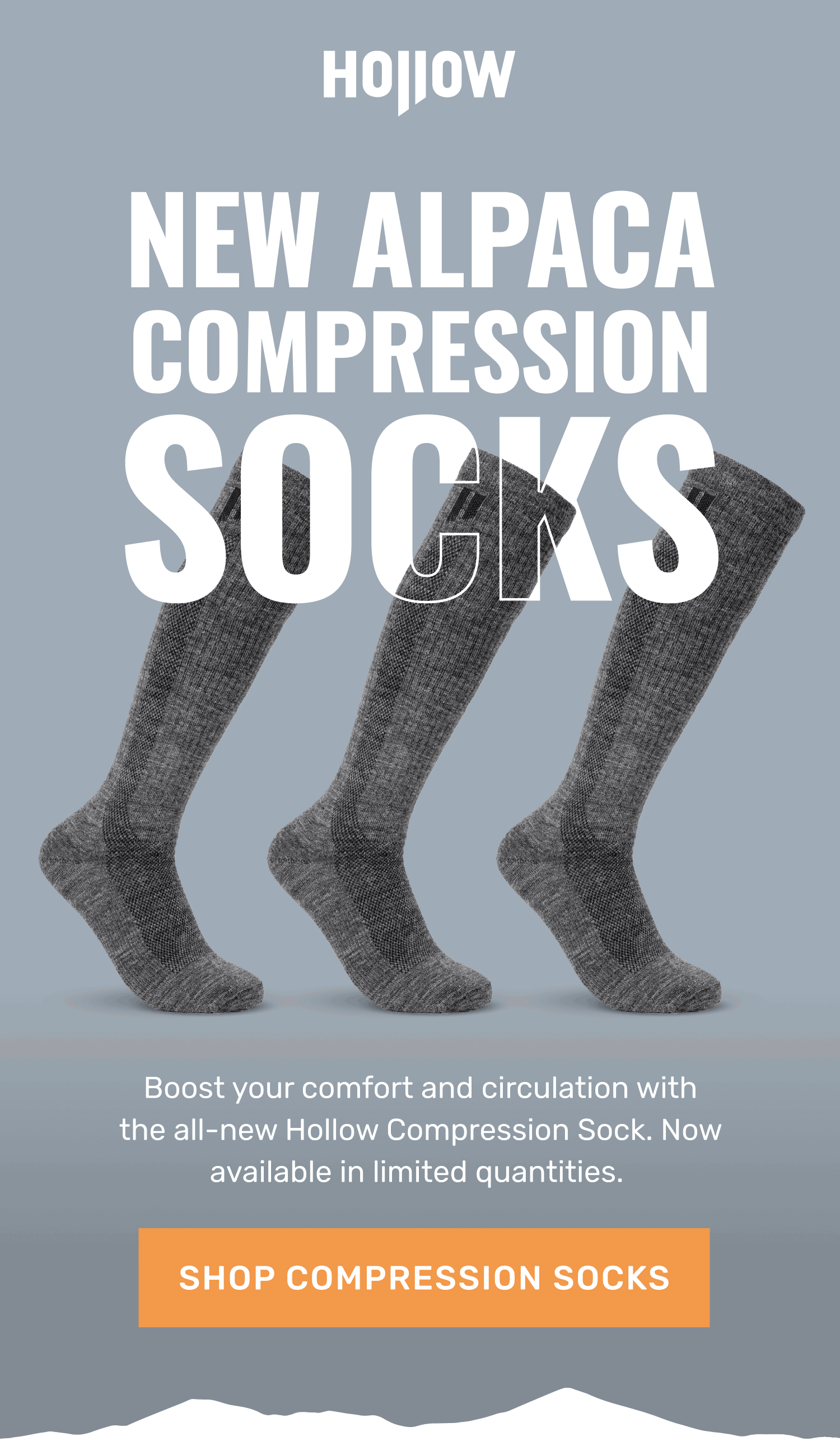 NEW Alpaca COMPRESSION SOCKS Boost your comfort and circulation with the all-new Hollow Compression Sock. Now available in limited quantities.   [Shop Compression Socks]