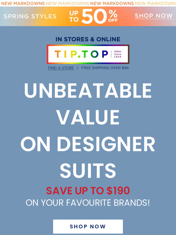 Tip Top Tailors Free Pants On ALL Suit Separates Milled