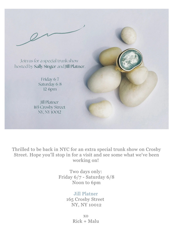 Reminder // NYC Pop Up at Jill Platner // June 7th + 8th