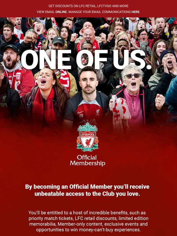 Liverpool FC LFC Official Membership 2024/25 is on sale now! Milled