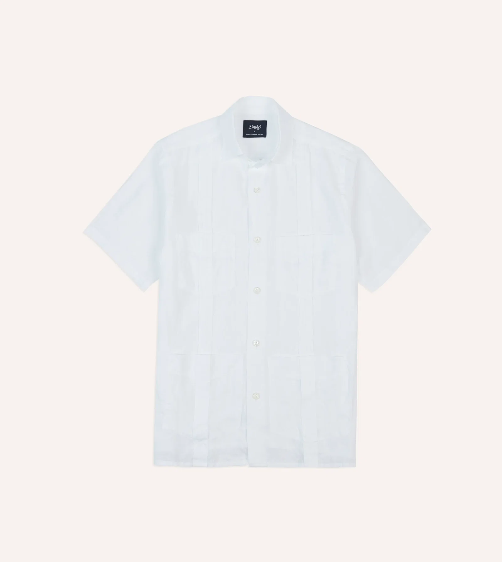 Image of White Linen Short Sleeve Cuban Shirt