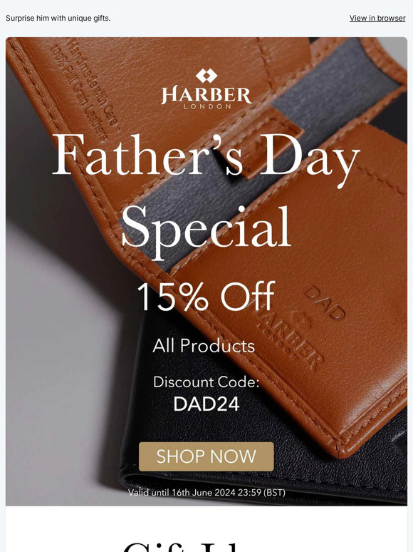 15% Off Father's Day Gift Ideas | Harber London