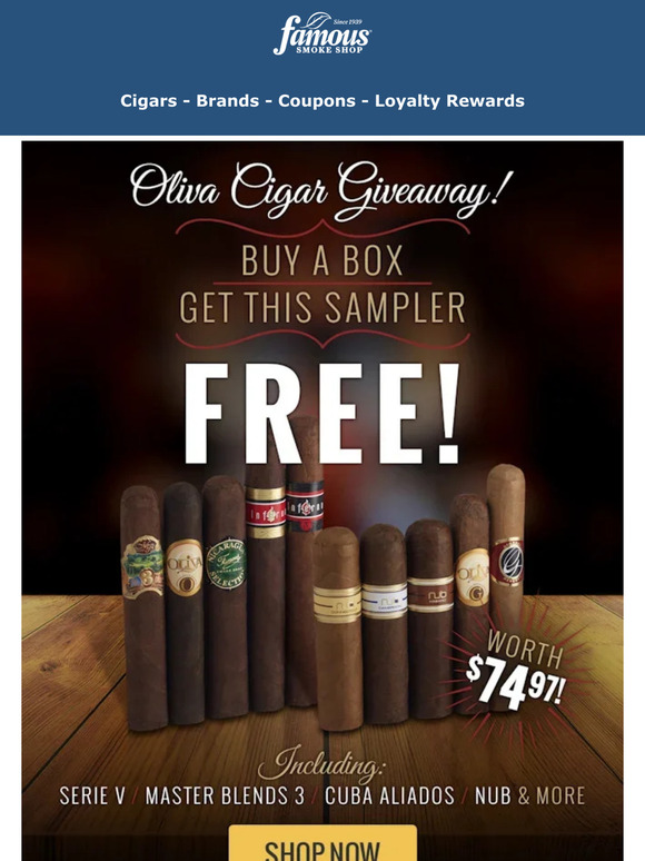 Famous Smoke Shop Claim Your FREE Oliva 10 Cigar Sampler Today! Milled