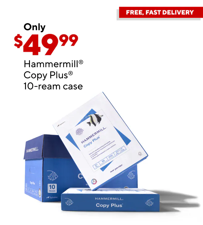 Only $49.99 for Hammermill Copy Plus Copy Paper 8 1/2" x 11", White, 10-Ream Case.