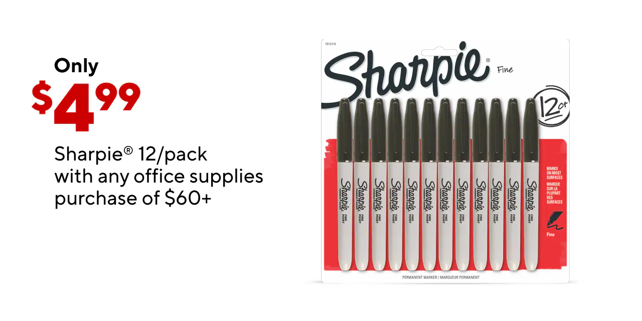 Sharpie 12/Pack (371792) for only $4.99 with a $60 purchase of Office Supplies.