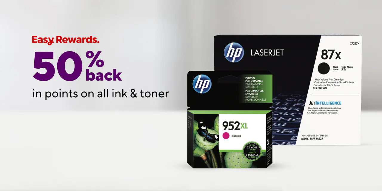 50% back in points on all ink and toner.