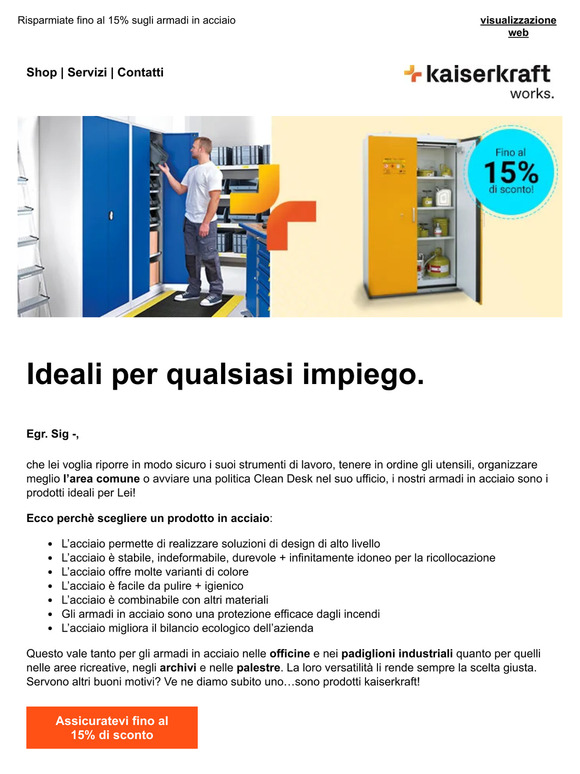 Quando il design incontra la funzionalità Scopri gli armadi in acciaio kaiserkraft