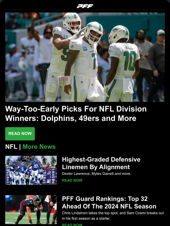 Pro Football Focus NFL Division Winner Picks, PFF Guard Rankings, All