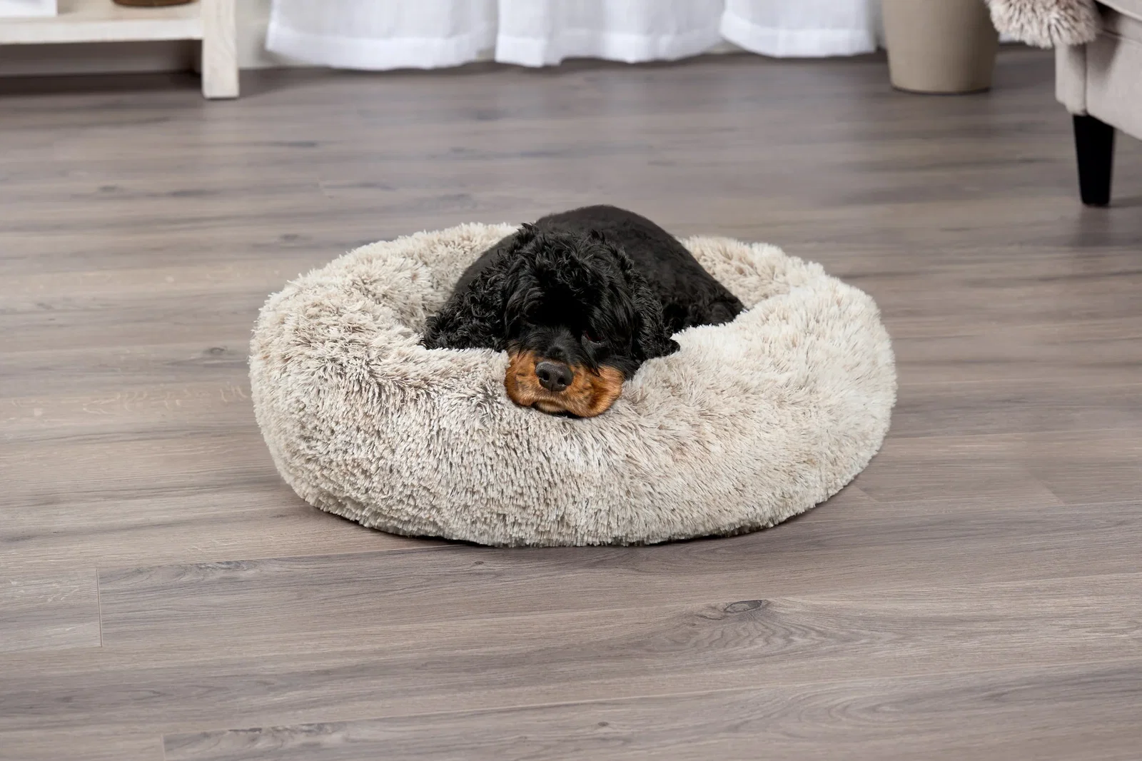 Image of Calming Cuddler Long Fur Donut Dog Bed