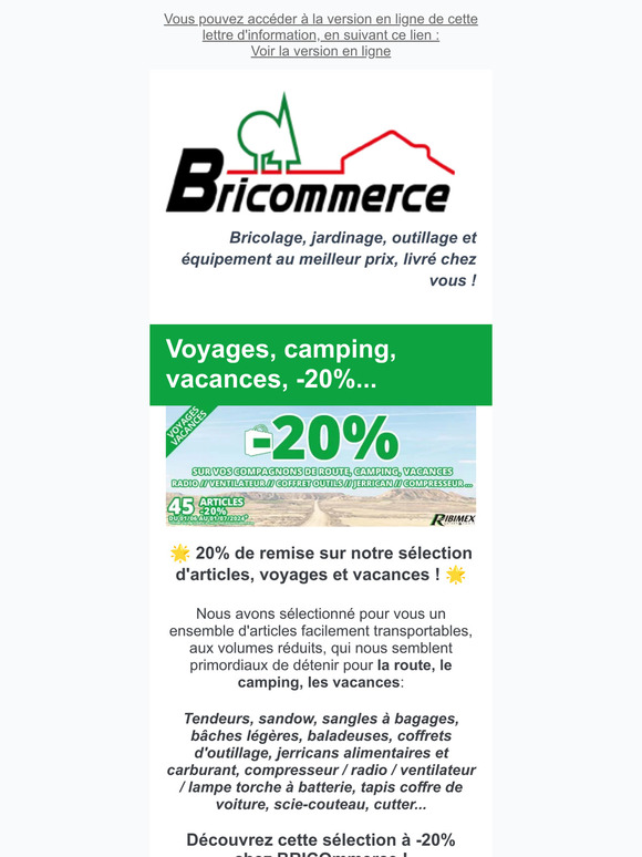 Notre sélection d'articles indispensables pour la route, le camping, les vacances à -20%