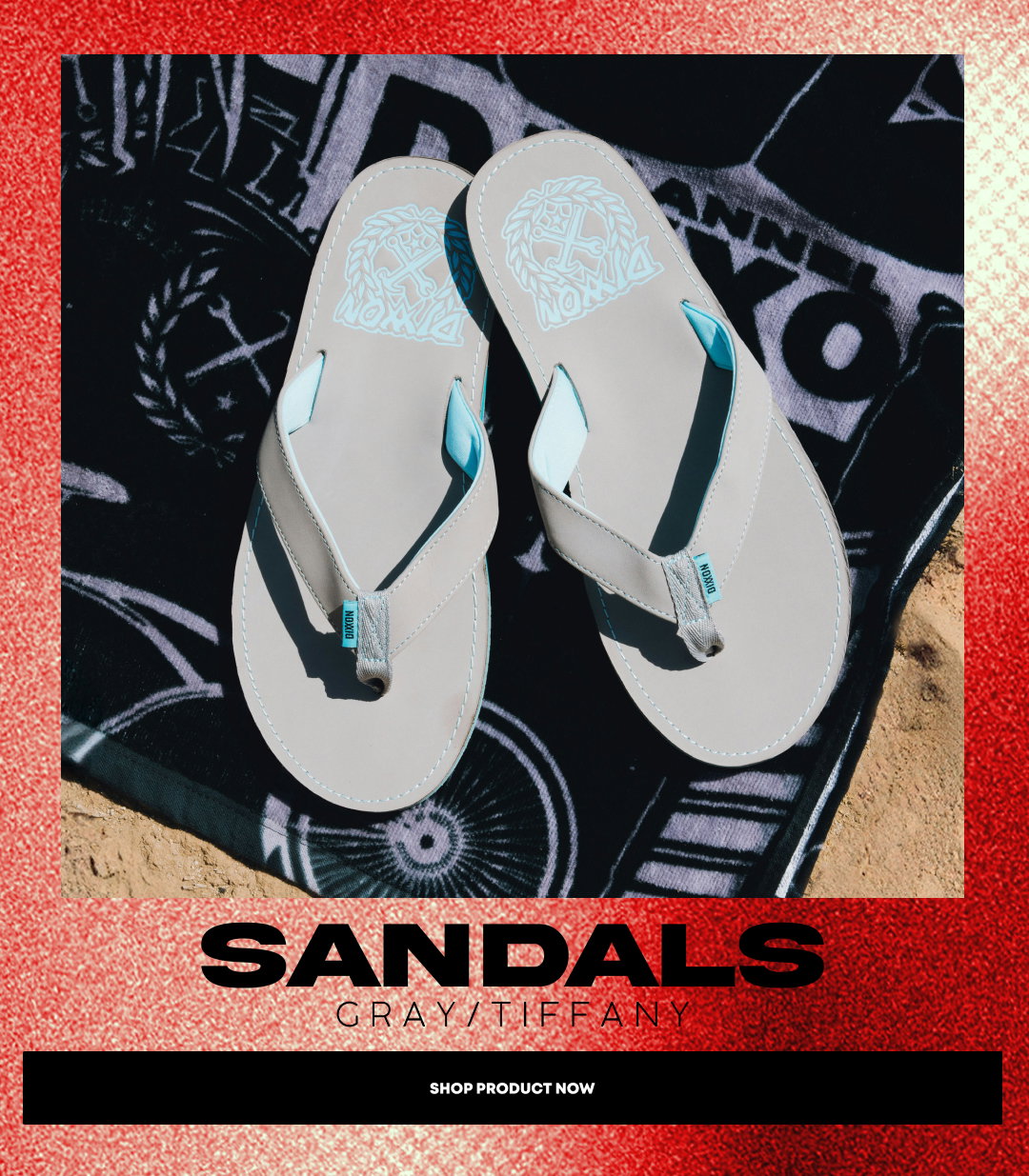 LEATHER SANDALS - GRAY/TIFFANY