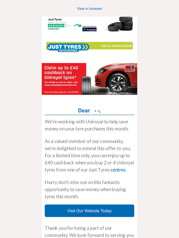 Unlock up to £40 Cash Back on Uniroyal Tyres Today!
