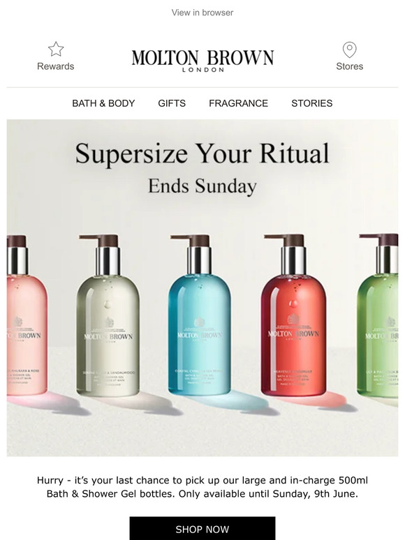 Molton Brown Last Chance Supersized 500ml Bath & Shower Gels Milled