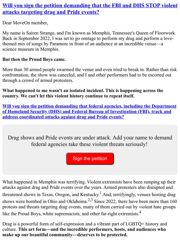 Moveon Sign MoveOn: Will you sign my petition to STOP violent hate groups from ...