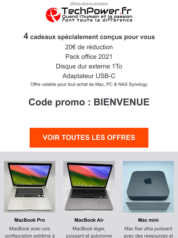 🎉 Offre exclusive: votre réduction pour l'achat d'un Mac ou PC chez TechPower.fr ! 💻✨