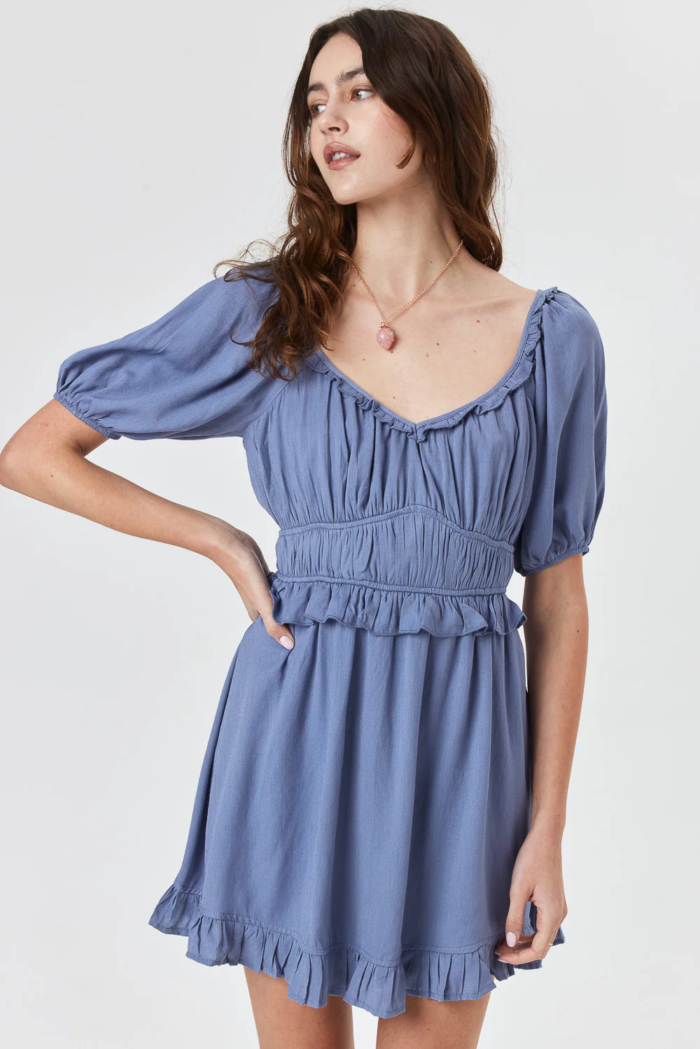 Image of Slate Short Sleeve Elbow Dress