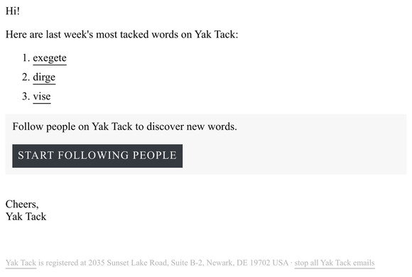 Last Week's Most Tacked Words