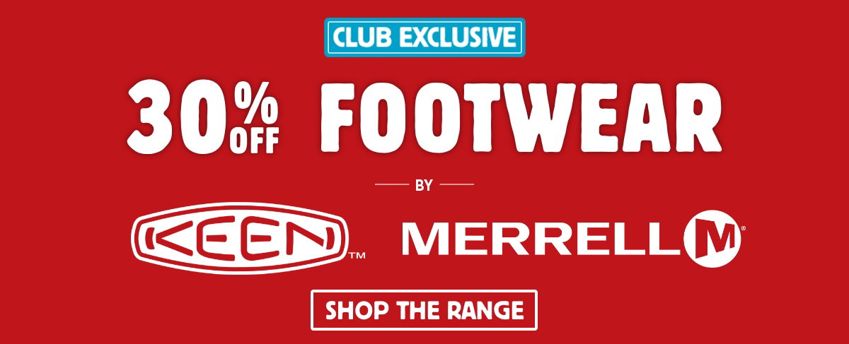 30% off Footwear by Keen, Merrell