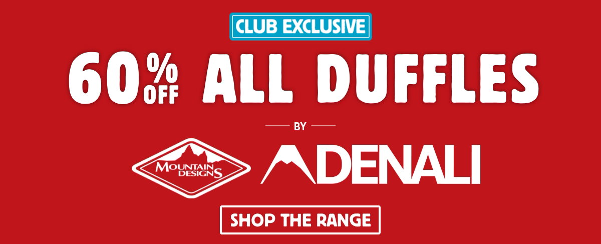 60% off all duffles by Mountain Designs, Denali