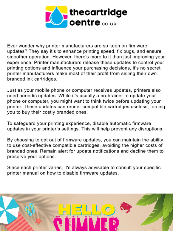 Avoid Printer Firmware Updates
