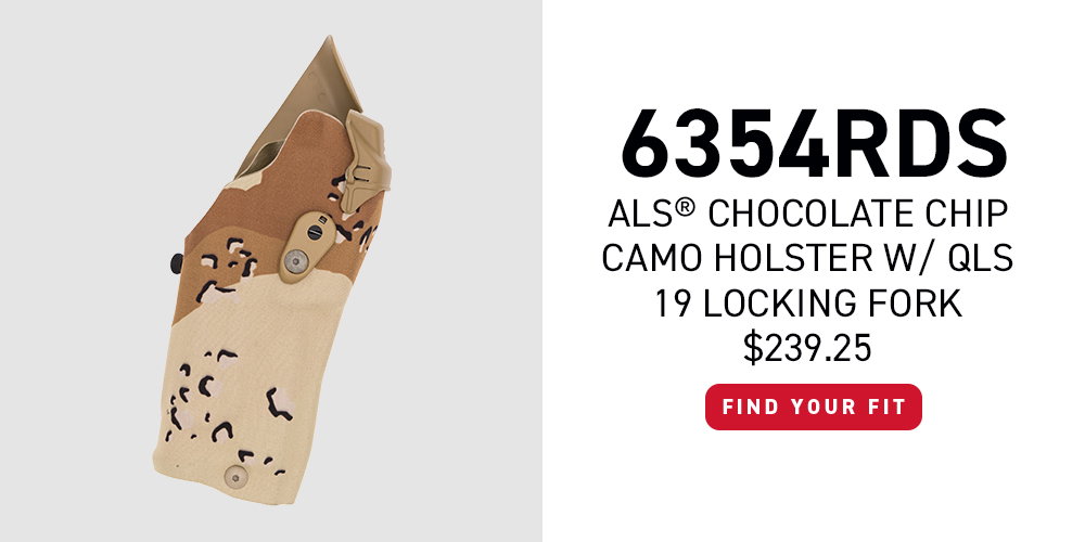 6354RDS ALS Chocolate Chip Camo Holster w/ QLS 19 Locking Fork - Find Your Fit