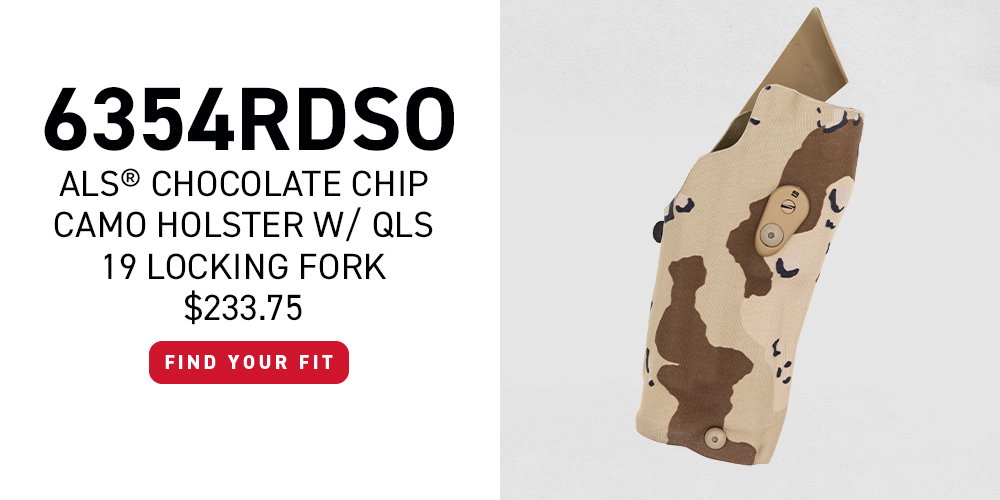 6354RDSO ALS Chocolate Chip Camo Holster with QLS 19 Locking Fork - Find Your Fit