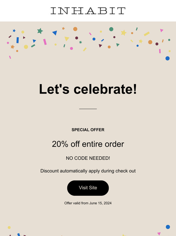 **5 DAYS ONLY**We're celebrating with savings! 🎉 SUMMER SALE 20% OFF ENTIRE ORDER