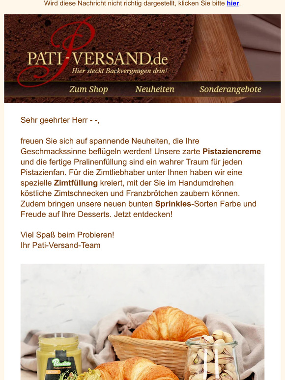 Jetzt neu bei Pati-Versand: Pistazien- & Zimtcremes 🆕