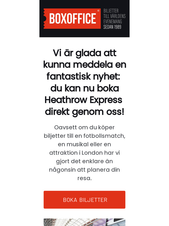 Nyhet! Biljetter till Heathrow Express på BoxOffice.se! 🚄 🧳 ✈️ 🌍