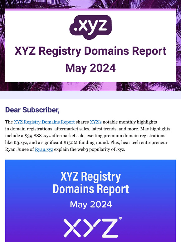 Unlock the XYZ Registry May Domains Report