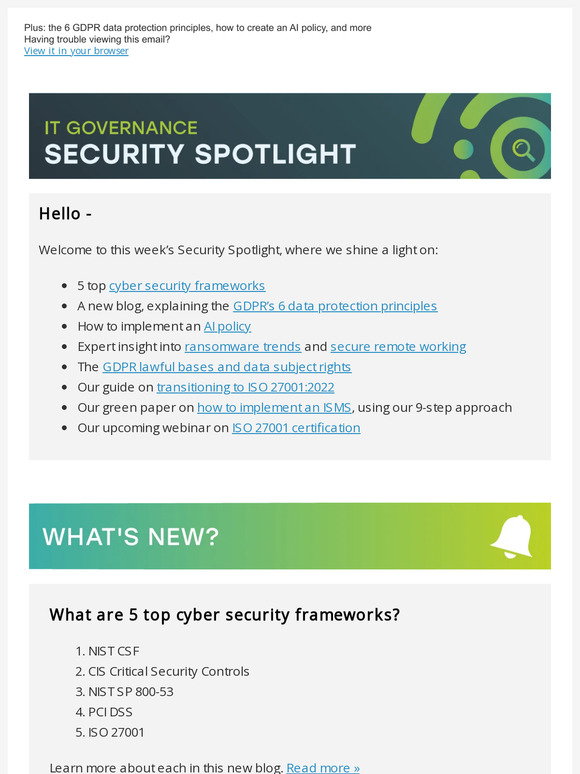 IT Governance: What are 5 top cyber security frameworks? | Milled