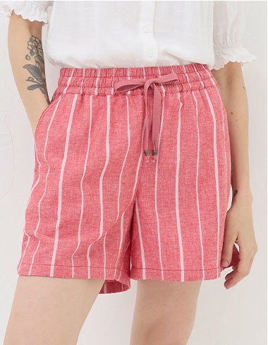Tenby Linen Blend Stripe Shorts