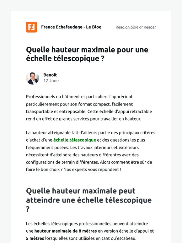 Quelle hauteur maximale pour une échelle télescopique ?