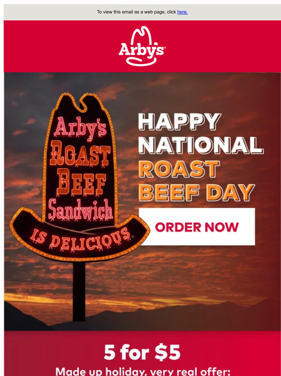 Arby's 🎉 It’s National Roast Beef Day, AKA Arby's Day. Milled