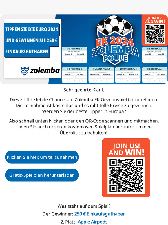 Letzte Chance, 250 € Einkaufsguthaben zu gewinnen!