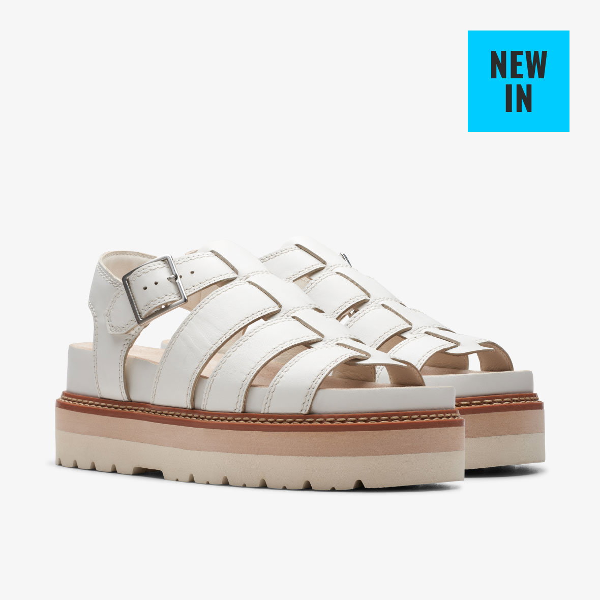 Image of womens sandals Orianna Twist in off white leather links to product page